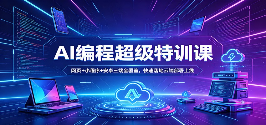 AI编程超级特训课：网页+小程序+安卓三端全覆盖，快速落地云端部署上线 - 52网创-52网创