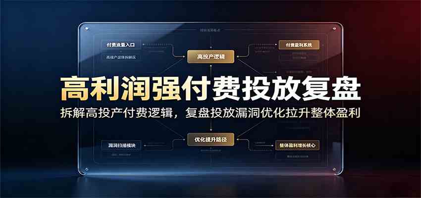 高利润强付费投放复盘：拆解高投产付费逻辑，复盘投放漏洞优化拉升整体盈利 - 52网创-52网创