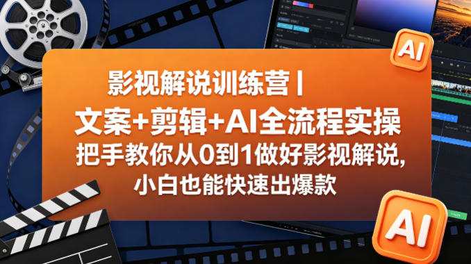 影视解说训练营｜文案+剪辑+AI全流程实操，把手教你从0到1做好影视解说，小白也能快速出爆款 - 52网创-52网创