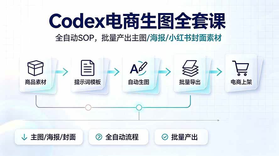 （19256期）Codex电商生图全套课｜全自动SOP，批量产出主图/海报/小红书封面素材 - 52网创-52网创