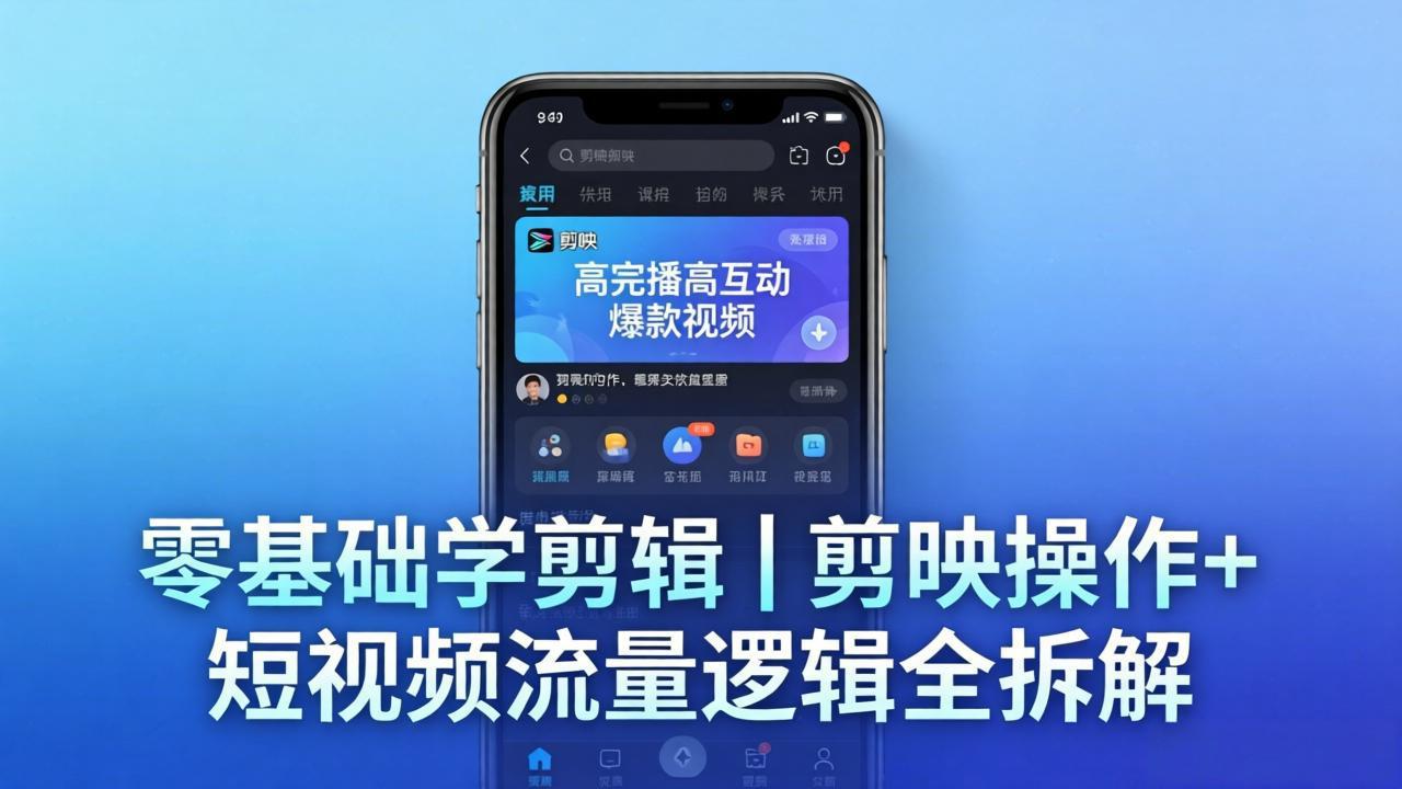 【零基础学剪辑】剪映操作+短视频流量逻辑全拆解｜手把手教你剪出高完播高互动爆款视频-52网创