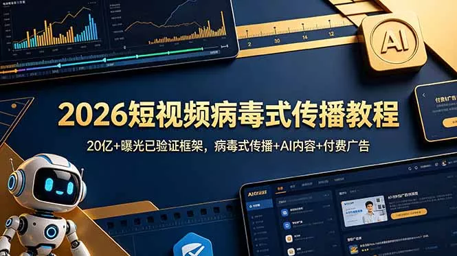 2026短视频病毒式传播教程：20亿+曝光已验证框架，病毒式传播+AI内容+付费广告-52网创