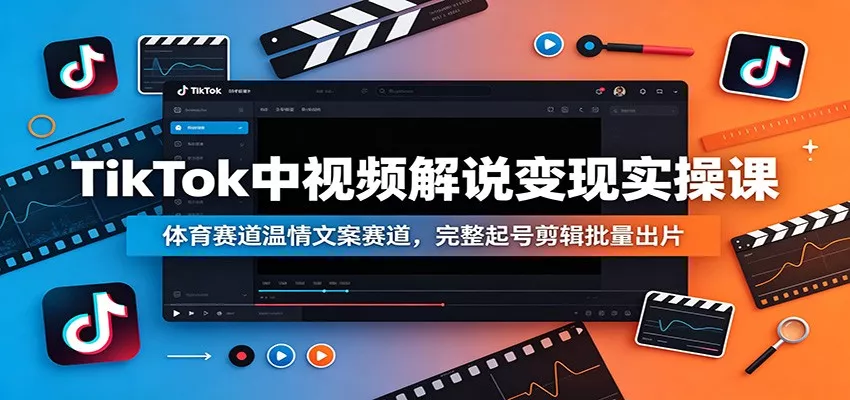TikTok中视频解说变现实操课：体育赛道温情文案赛道，完整起号剪辑批量出片 - 52网创-52网创