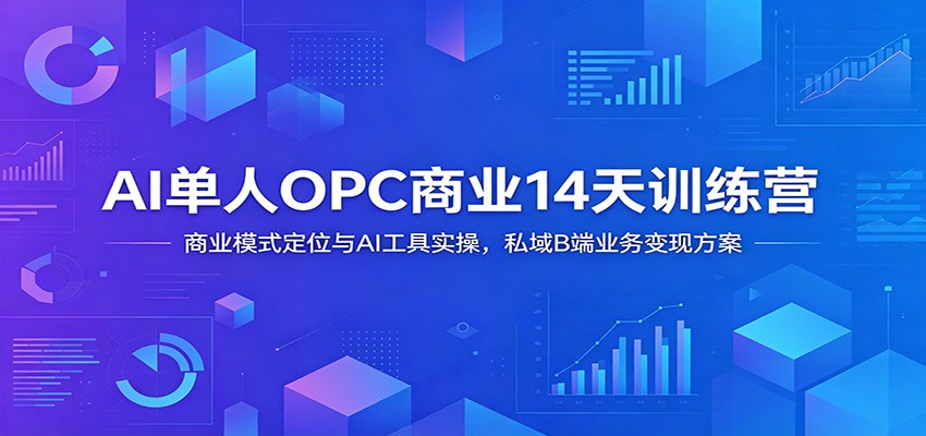AI单人OPC商业14天训练营：商业模式定位与AI工具实操，私域B端业务变现方案-52网创