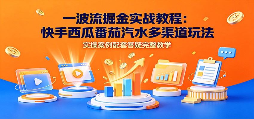 一波流掘金实战教程：快手西瓜番茄汽水多渠道玩法，实操案例配套答疑完整教学 - 52网创-52网创