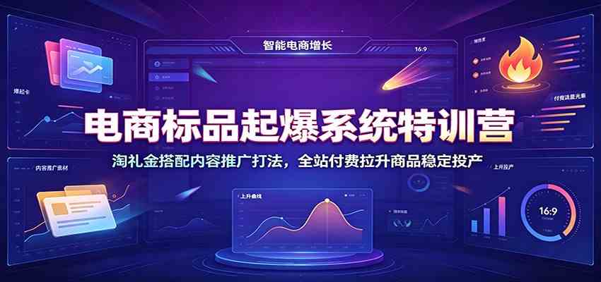 电商标品起爆系统特训营：淘礼金搭配内容推广打法，全站付费拉升商品稳定投产 - 52网创-52网创