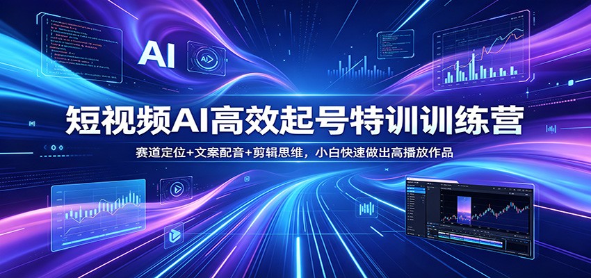 短视频AI高效起号特训训练营：赛道定位+文案配音+剪辑思维，小白快速做出高播放作品 - 52网创-52网创