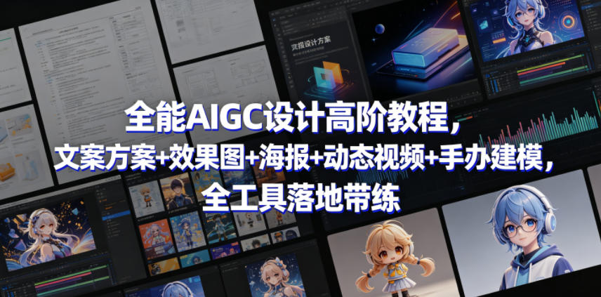 全能AIGC设计高阶教程，文案方案+效果图+海报+动态视频+手办建模，全工具落地带练 - 52网创-52网创