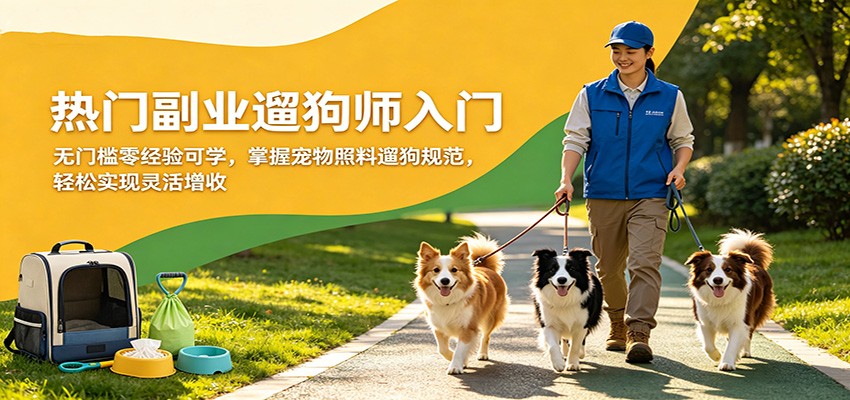 热门副业遛狗师入门，无门槛零经验可学，掌握宠物照料遛狗规范，轻松实现灵活增收 - 52网创-52网创
