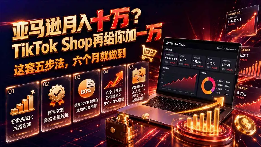 亚马逊月入十万?TikTok Shop再给你加一万——这套五步法,六个月就做到【原创双语字幕】 亚马逊月入十万?TikTok Shop再给你加一万——这套五步法,六个月就做到【原创双语字幕】