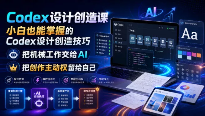 Codex设计创造课，小白也能掌握的Codex设计创造技巧，把机械工作交给AI，把创作主动权留给自己 - 52网创-52网创
