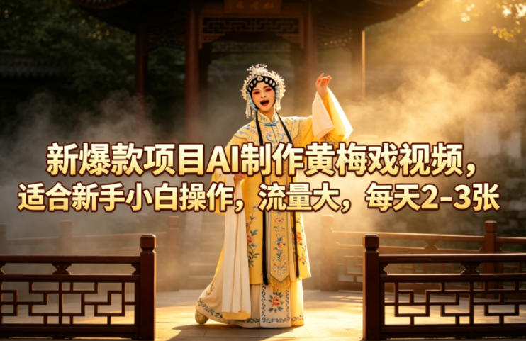 新爆款项目AI制作黄梅戏视频，适合新手小白操作，流量大，每天2-3张 - 52网创-52网创