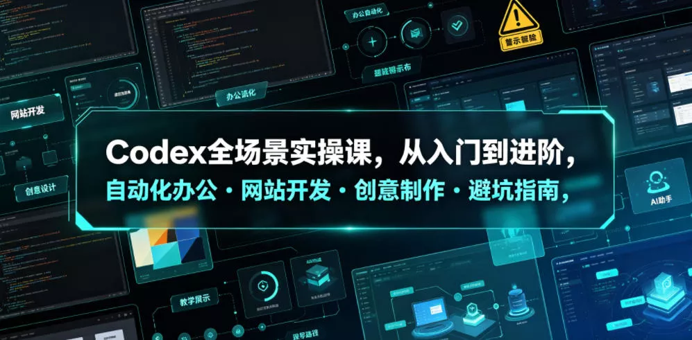 Codex全场景实操课，从入门到进阶，自动化办公・网站开发・创意制作・避坑指南，全流程教学-52网创