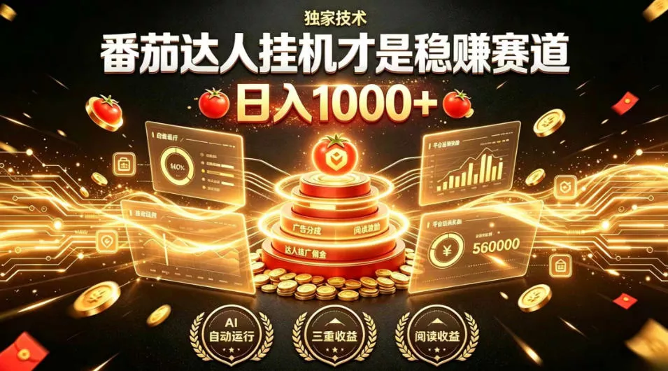 别再瞎找副业！番茄达人挂G才是稳賺赛道，日入1000+，全程傻瓜式操作，可矩阵放大【揭秘】 - 52网创-52网创