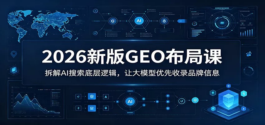 2026新版GEO布局课：拆解AI搜索底层逻辑，让大模型优先收录品牌信息 - 52网创-52网创