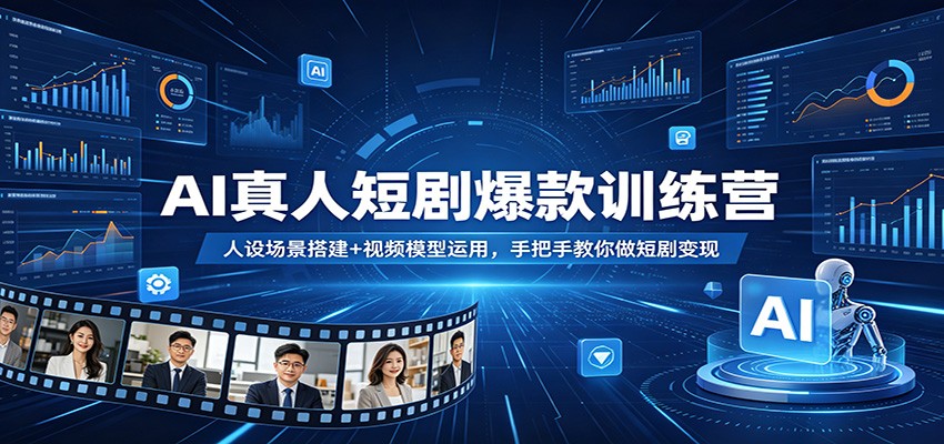 AI真人短剧爆款训练营：人设场景搭建+视频模型运用，手把手教你做短剧变现-52网创