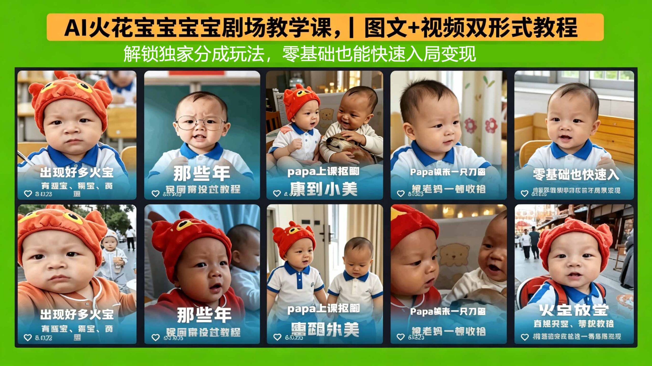 AI火花宝宝宝宝剧场教学课，图文+视频双形式教程，解锁独家分成玩法，零基础也能快速入局变现 - 52网创-52网创