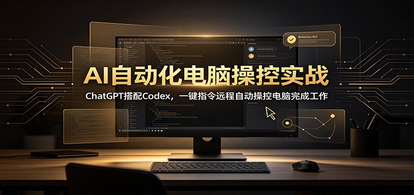 AI自动化电脑操控实战：ChatGPT搭配Codex，一键指令远程自动操控电脑完成工作-52网创