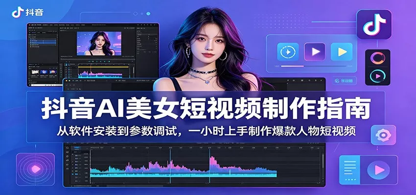 抖音AI美女短视频制作指南：从软件安装到参数调试，一小时上手制作爆款人物短视频-52网创