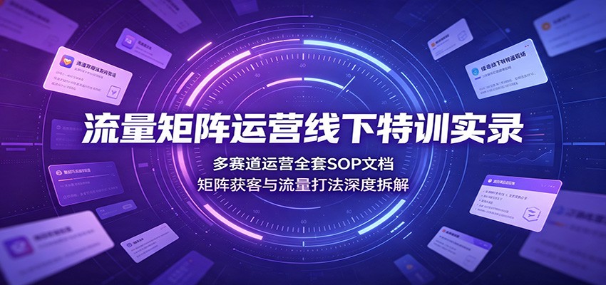 流量矩阵运营线下特训实录：多赛道运营全套SOP文档，矩阵获客与流量打法深度拆解-52网创
