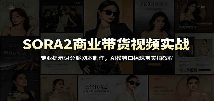 SORA2商业带货视频实战：专业提示词分镜剧本制作，AI模特口播珠宝实拍教程 - 52网创-52网创