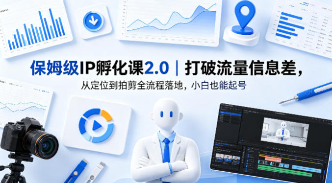 保姆级IP孵化课2.0｜打破流量信息差，从定位到拍剪全流程落地，小白也能起号 - 52网创-52网创