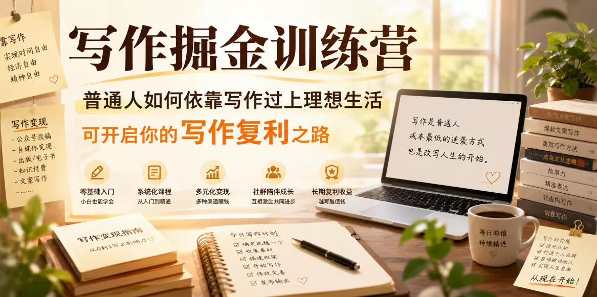 写作掘金训练营，普通人如何依靠写作过上理想生活，可开启你的写作复利之路(更新6月) - 52网创-52网创