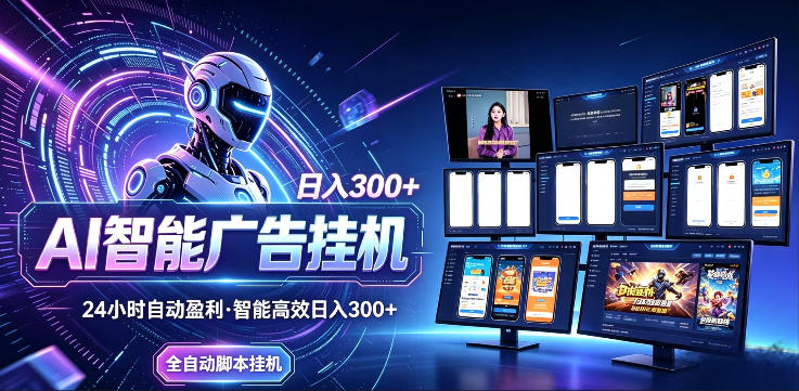 AI智能广告挂G项目，无需人工，单机稳定日入200+，可矩阵放大，24小时不间断刷广告賺收益【揭秘】 - 52网创-52网创
