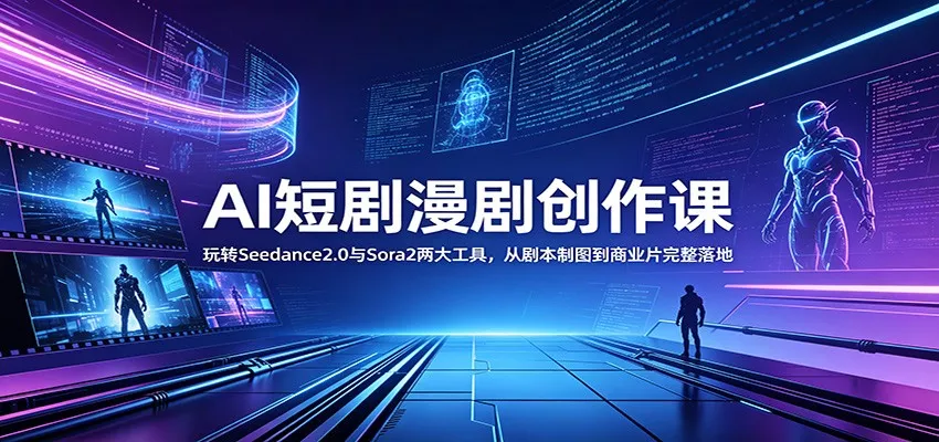 AI短剧漫剧创作课：玩转Seedance2.0与 Sora2两大工具，从剧本制图到商业片完整落地 - 52网创-52网创