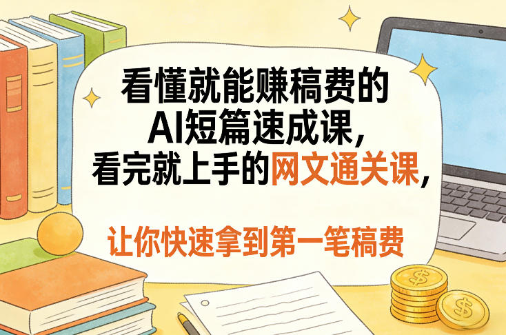 看懂就能賺稿费的AI短篇速成课，看完就上手的网文通关课，让你快速拿到第一笔稿费（更新8月） - 52网创-52网创