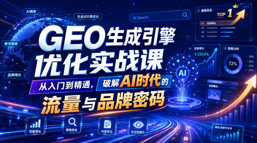 GEO生成引擎优化实战课，从入门到精通，破解AI时代的流量与品牌密码 - 52网创-52网创