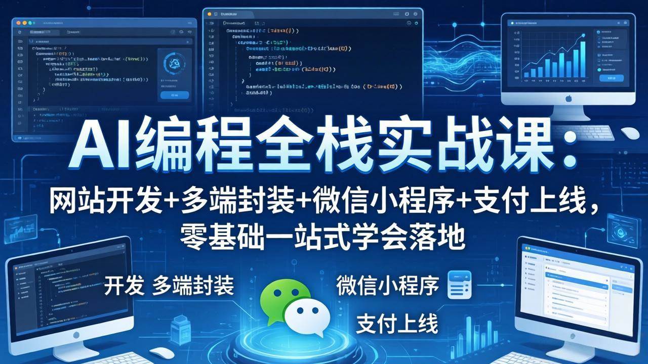 （18049期）AI编程全栈实战课：网站开发+多端封装+微信小程序+支付上线，零基础一站式学会落地 - 52网创-52网创