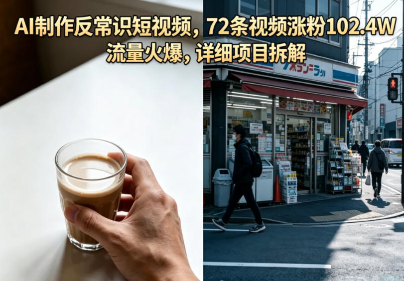 AI制作反常识短视频，72条视频涨粉102.4W，流量火爆，详细项目拆解 - 52网创-52网创