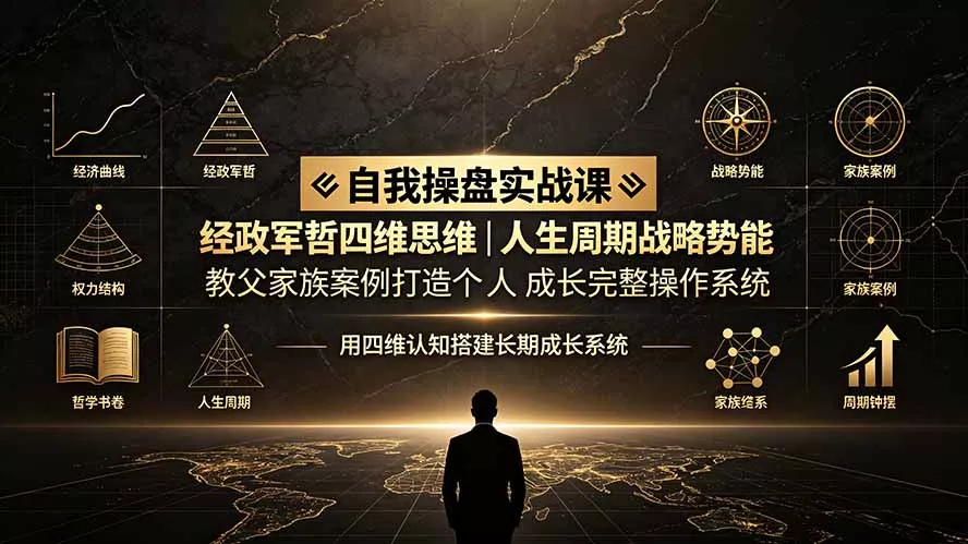 自我操盘实战课：经政军哲四维思维｜人生周期战略势能｜教父家族案例打造个人成长完整操作系统 - 52网创-52网创