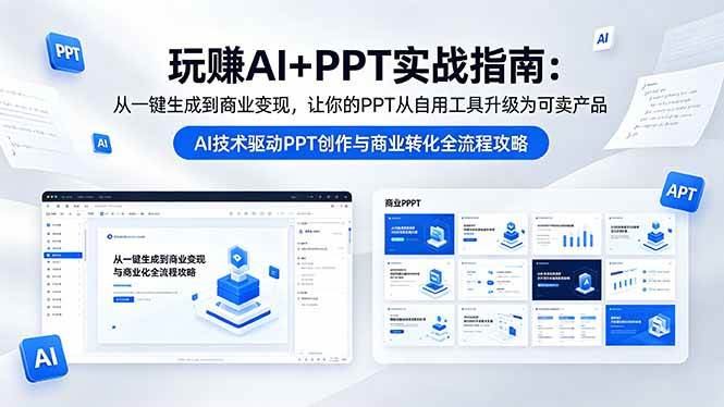 （18448期）玩赚AI+PPT实战指南-更新5月13：从一键生成到商业变现，让你的PPT从自用工具升级为可卖产品 - 52网创-52网创