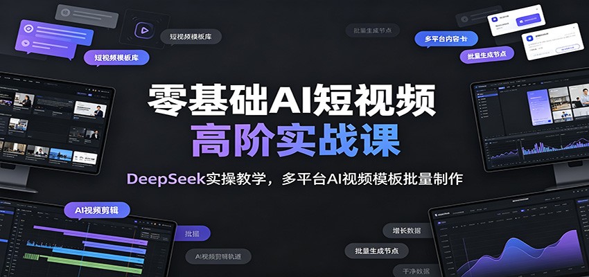 零基础AI短视频高阶实战课：DeepSeek实操教学，多平台AI视频模板批量制作 - 52网创-52网创