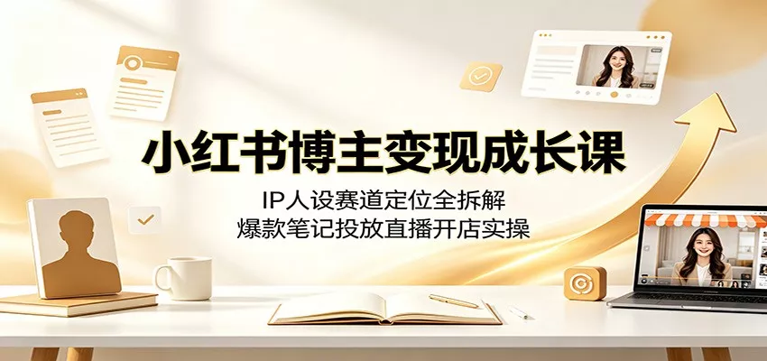 小红书博主变现成长课：IP人设赛道定位全拆解，爆款笔记投放直播开店实操 - 52网创-52网创