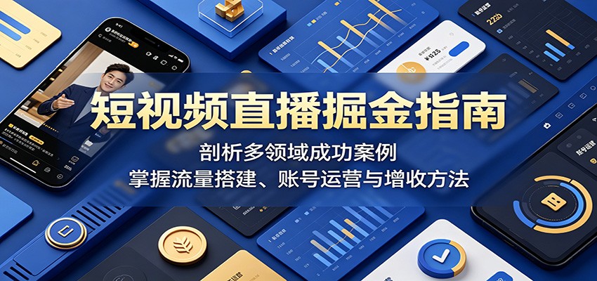 短视频直播掘金指南：剖析多领域成功案例，掌握流量搭建、账号运营与增收方法 - 52网创-52网创