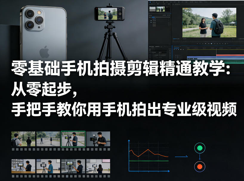 零基础手机拍摄剪辑精通教学：从零起步，手把手教你用手机拍出专业级视频 - 52网创-52网创