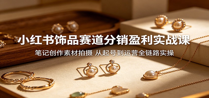 小红书饰品赛道分销盈利实战课：笔记创作素材拍摄，从起号到运营全链路实操-52网创
