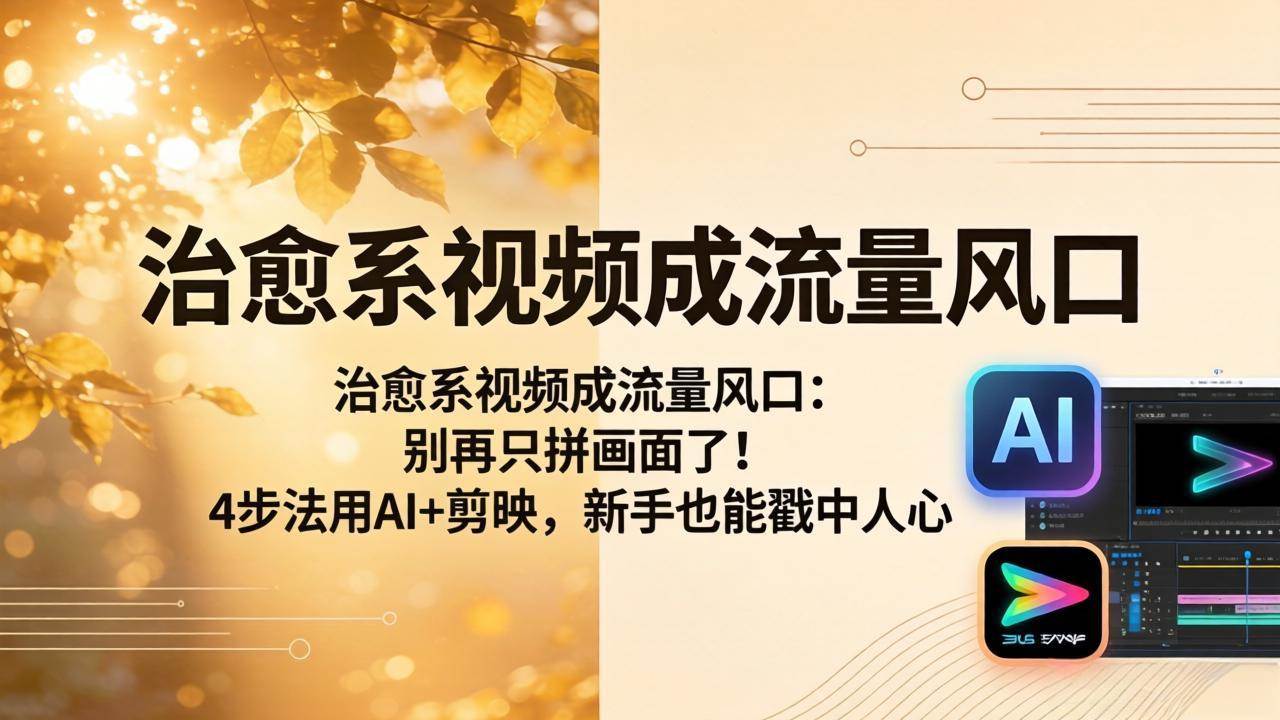 （18219期）治愈系视频成流量风口：别再只拼画面了！4步法用AI+剪映，新手也能戳中人心 - 52网创-52网创