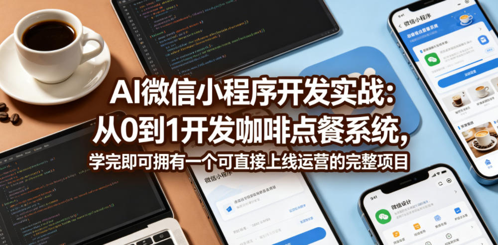 AI微信小程序开发实战：从0到1开发咖啡点餐系统，学完即可拥有一个可直接上线运营的完整项目 - 52网创-52网创