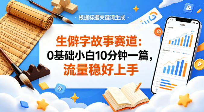 公众号流量主——生僻字故事赛道，流量稳，好上手，0基础小白也能10分钟一篇 - 52网创-52网创