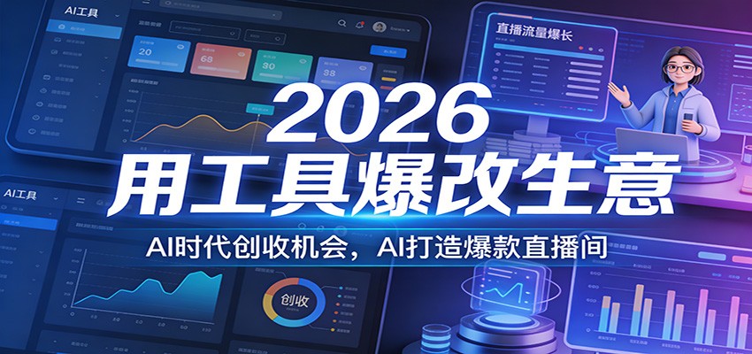2026用工具爆改生意，AI时代创收机会，AI打造爆款直播间 - 52网创-52网创