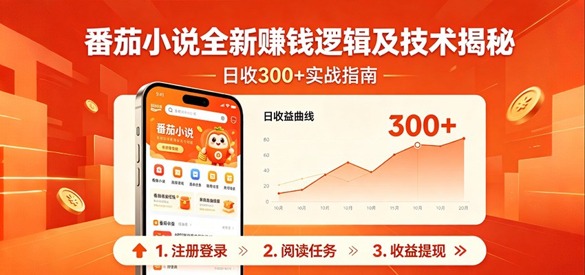 番茄小说全新赚钱逻辑及技术日收300+，小白新书皆可做！无脑赚就行了！-52网创