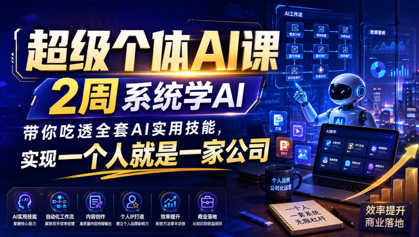 超级个体AI课，2周系统学AI，带你吃透全套AI实用技能，实现一个人就是一家公司 - 52网创-52网创