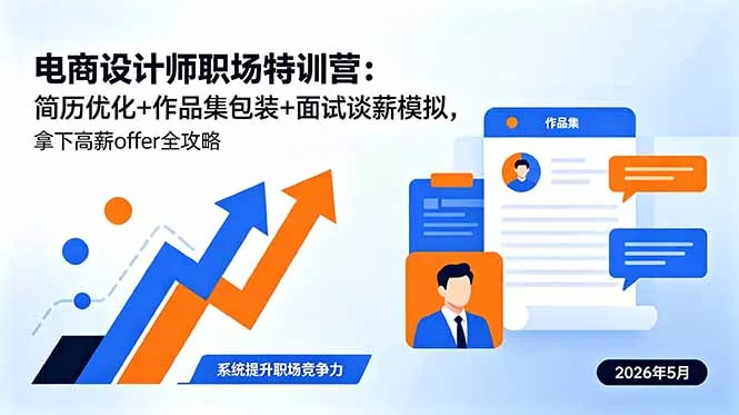 电商设计师职场特训营：简历优化+作品集包装+面试谈薪模拟，拿下高薪offer全攻略 - 52网创-52网创
