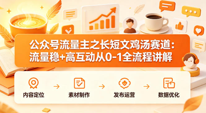 公众号流量主之长短文鸡汤赛道，流量稳+高互动，从0-1全流程讲解 - 52网创-52网创