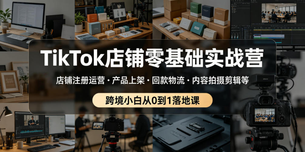 TikTok店铺零基础实战营，店铺注册运营・产品上架・回款物流・内容拍摄剪辑等 ，跨境小白从0到1落地课 - 52网创-52网创