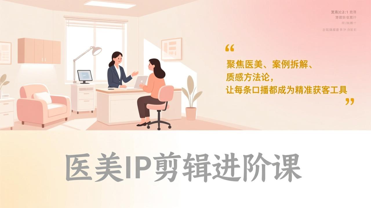 医美IP剪辑进阶课，聚焦医美、案例拆解、质感方法论，让每条口播都成为精准获客工具-52网创
